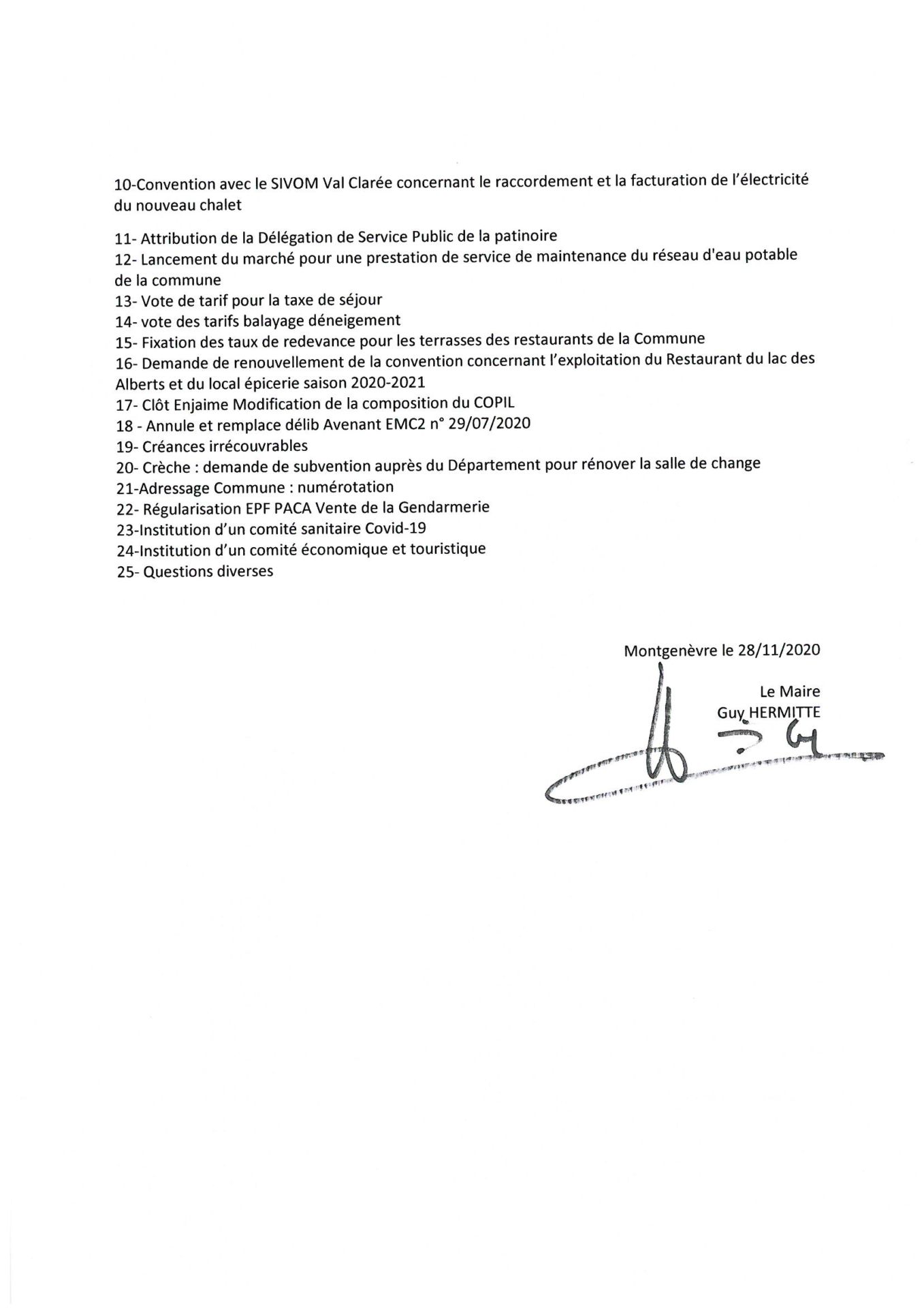 Convocation Conseil Municipal du 3 décembre 2020 - Page 2 © Mairie de Montgenèvre