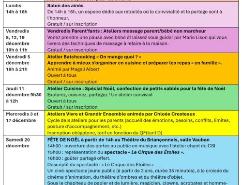 Animations Familles-Adultes Centre Social du Briançonnais décembre 2025