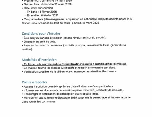 Inscriptions sur les listes électorales municipales 2026