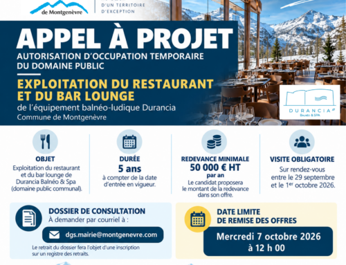 Ouverture de l&rsquo;appel à projet – Exploitation du Restaurant et du Bar de Durancia