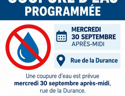 Coupure d&rsquo;eau Rue de la Durance – 30/09 après-midi